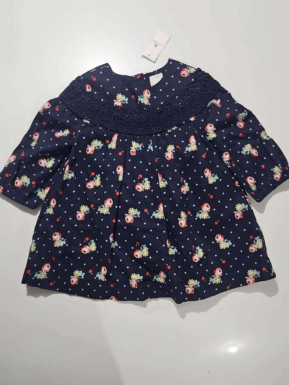 Baby Gap Navy Floral Dot Dress Sz 18-24 Mo.